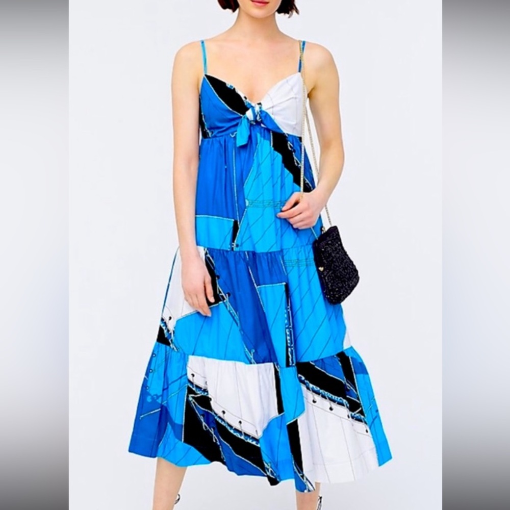 J. Crew NWT cotton poplin blue Ratti regatta midi dress size 12
